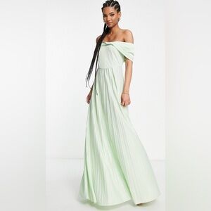 ASOS Light Green Off-Shoulder Maxi Dress